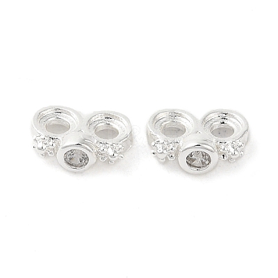 Rack Plating Brass Pave Clear Cubic Zirconia Spacer Bars KK-B088-11A-S-1