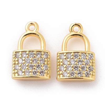 Brass Micro Pave Cubic Zirconia Charms X-KK-L184-11G-1
