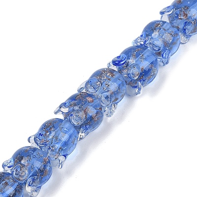 Gold Sand Lampwork Beads Strands LAMP-P069-02A-04-1
