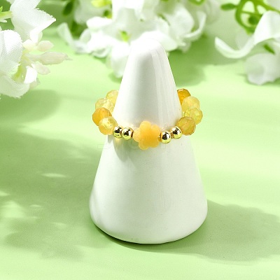 6Pcs 3 Colors Natural Gemstone Finger Rings RJEW-JR01049-1
