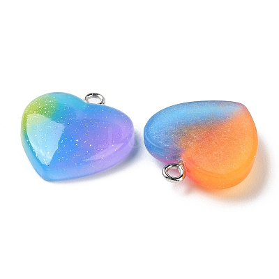 Rainbow Color Opaque Resin Pendants RESI-A025-04-1