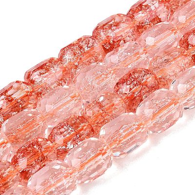 Transparent Crackle Glass Beads Strands GLAA-Q108-04A-10-1