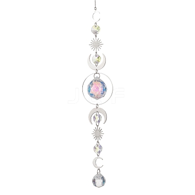 Glass Teardrop Window Hanging Suncatchers HJEW-JM04515-02-1