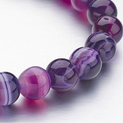 Natural Striped Agate/Banded Agate Beaded Stretch Bracelets BJEW-JB02564-02-1