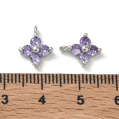 SHEGRACE Brass Cubic Zirconia Charms XGRQ4H668-680P-B-1