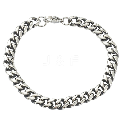 1Pc Men's 304 Stainless Steel Curb Link Chain Bracelets BJEW-DJ0001-82-1