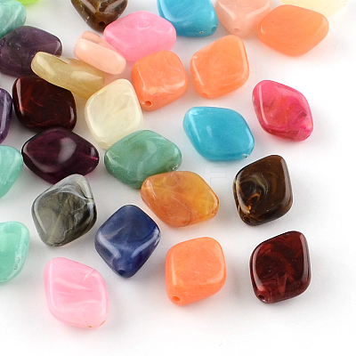 Rhombus Imitation Gemstone Acrylic Beads OACR-R041-M-1