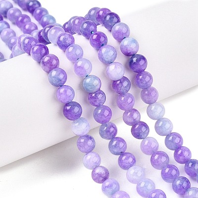 Dyed Natural White Jade Beads Strands X-G-T138-6mm-210-5-1