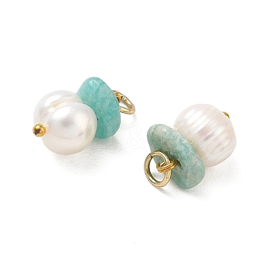 Natural Amazonite and Natural Freshwater Pearl Pendants PALLOY-JF06022-1