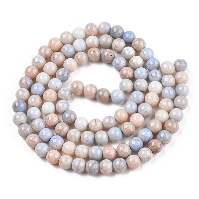 Ombre Effect Dyed Crackle Glass Round Beads Strands GLAA-T031-01B-1
