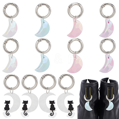 6Pcs 6 Style Moon Acrylic Pendant Shoe Charms HJEW-DR00002-1