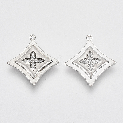 Brass Micro Pave Clear Cubic Zirconia Pendants ZIRC-Q021-014P-NF-1