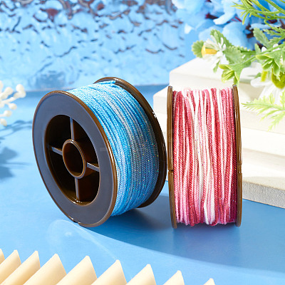 2 Rolls 2 Colors Segment Dyed Round Polyester Twisted Cords OCOR-TA0003-59D-1