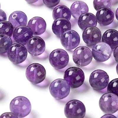 100Pcs 8mm Natural Amethyst Round Beads DIY-LS0002-40-1