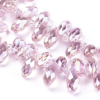 Electroplate Glass Faceted Teardrop Beads Strands EGLA-D014-15-1