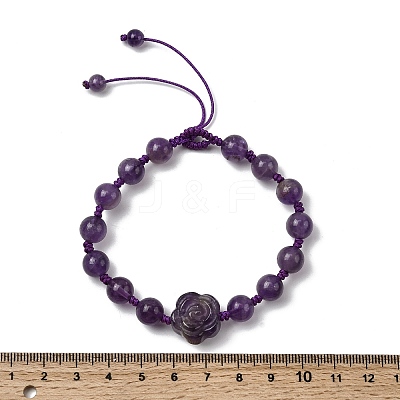 Adjustable Natural Amethyst Beads Braided Bead Bracelets for Women BJEW-L713-A06-1