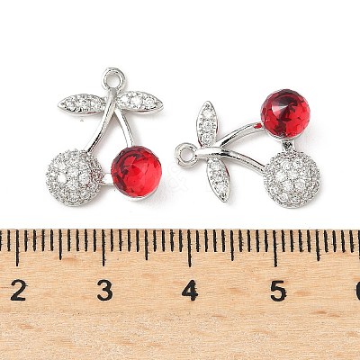 Brass & Glass Micro Pave Cubic Zirconia Pendants KK-S532-07P-1