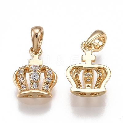 Brass Cubic Zirconia Charms X-KK-T038-203G-1