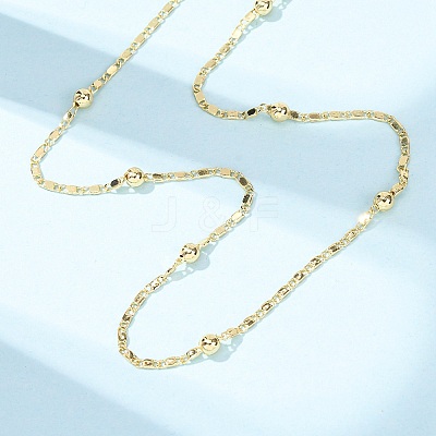 1.5MM Brass Round Ball Oval Link Chain Necklaces NJEW-H086-02G-1