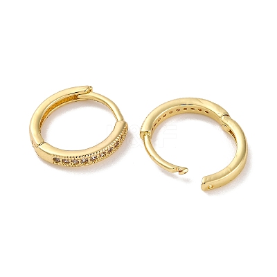 Ion Plating(IP) Brass Micro Pave Clear Cubic Zirconia Hoop Earrings for Women EJEW-U031-02G-1