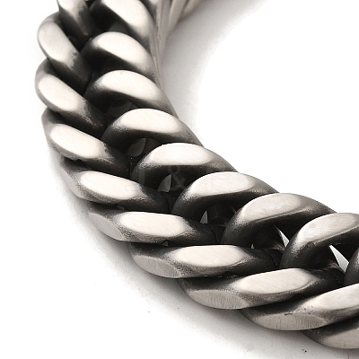 304 Stainless Steel Cuban Link Chain Bracelets for Women Men BJEW-Q341-15A-AS-1