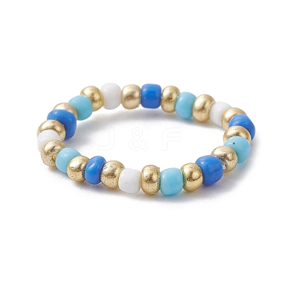 3Pcs 3 Style Glass Seed Beaded Stretch Rings Set RJEW-JR00616-02-1