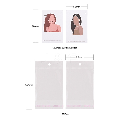 120Pcs 6 Style Cardboard Jewelry Display Cards DIY-LS0003-93-1