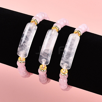 Natural Rose Quartz Beads Stretch Bracelets BJEW-T022-04N-1