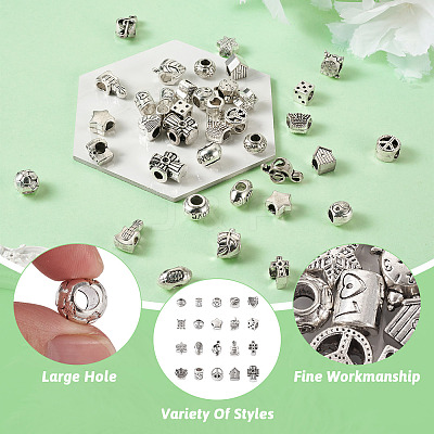 40Pcs 20 Style Zinc Alloy European Beads FIND-KS0001-20-1