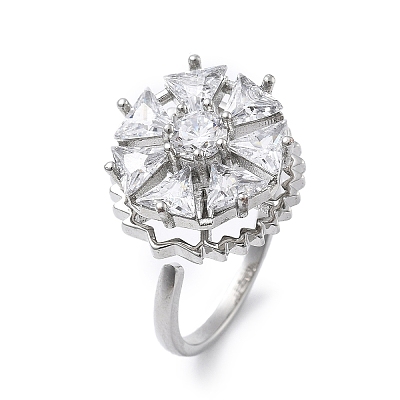 Gear Rotatable Open Cuff Rings for Women RJEW-S402-12P-1