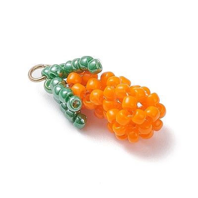 Glass Seed Beaded 3D Eggplant Pendants PALLOY-MZ00942-01-1