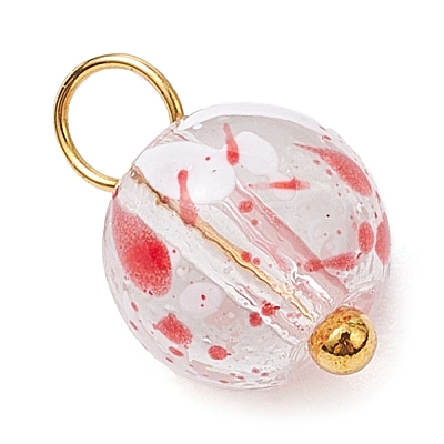 Baking Paint Glass Beads Charms PALLOY-JF03132-01-1