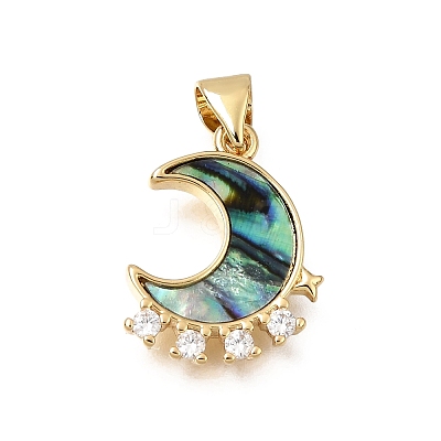 Brass Micro Pave Clear Cubic Zirconia Pendants CU-CBAF50C-03A-G-1