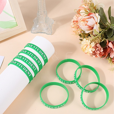 Word Star Student Silicone Cord Bracelet Wristband BJEW-WH0018-49D-1