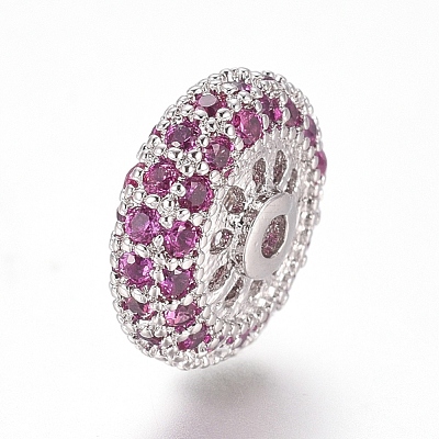 Brass Micro Pave Cubic Zirconia Spacer Beads ZIRC-L085-61P-1