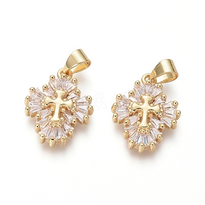 Brass Micro Pave Cubic Zirconia Pendants ZIRC-I032-10G-1