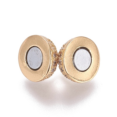 Brass Micro Pave Cubic Zirconia Magnetic Clasps with Loops ZIRC-G097-01G-1