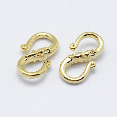 Brass S-Hook Clasps X-KK-F727-10G-NF-1