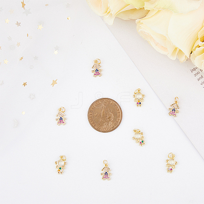 8Pcs 2 Style Brass Micro Pave Cubic Zirconia Charms KK-DC0003-16-1