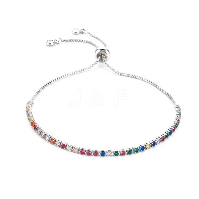 Cubic Zirconia Tennis Bracelet BJEW-T020-03B-01P-1