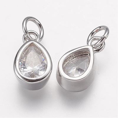 Brass Micro Pave Grade AAA Cubic Zirconia Charms ZIRC-K059-03P-NR-1