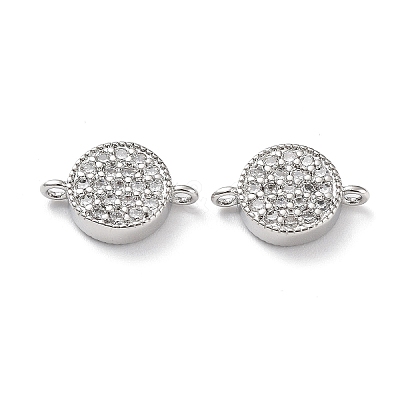 Rack Plating Brass Micro Pave Clear Cubic Zirconia Connector Charms KK-Z036-07P-1