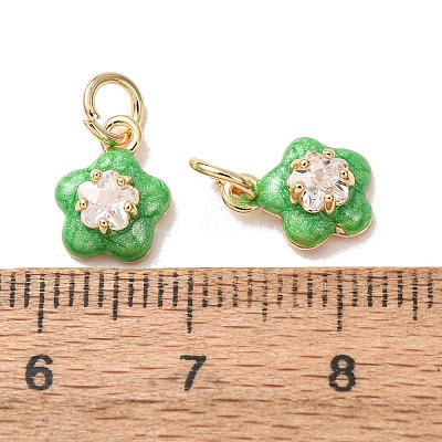 Brass Micro Pave Clear Cubic Zirconia with Enamel Charms CU-K002-53G-E-1