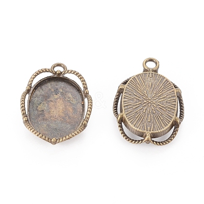 Tibetan Style Alloy Pendant Cabochon Settings TIBEP-0581-AB-LF-1
