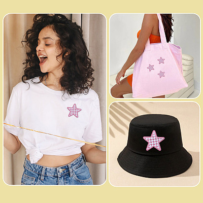 8Pcs Star with Lattice Computerized Embroidery Polyester Iron on/Sew on Patches PATC-TA0001-49A-1
