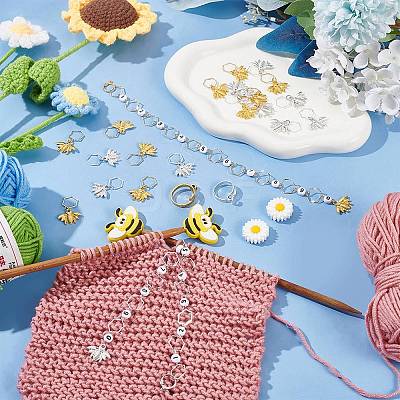 28Pcs Bees & Daisy DIY Knitting Tool Kits HJEW-AB00670-1