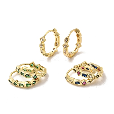 Brass Micro Pave Cubic Zirconia Hoop Earrings EJEW-P322-02G-1