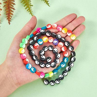 2 Strands 2 Colors Handmade Polymer Clay Beads Strand CLAY-SZ0001-16-1