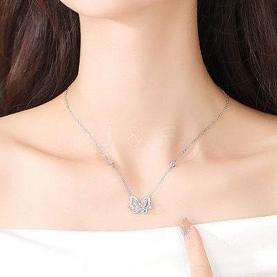 Brass & Alloy Pave Clear Cubic Zirconia Pendant Necklaces WG9D488-01-1