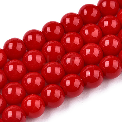 Opaque Solid Color Glass Beads Strands X-GLAA-T032-P8mm-04-1